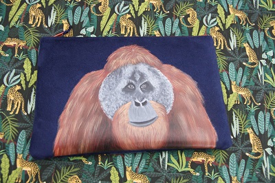 pochette orang outan peint main la kitsch lorraine