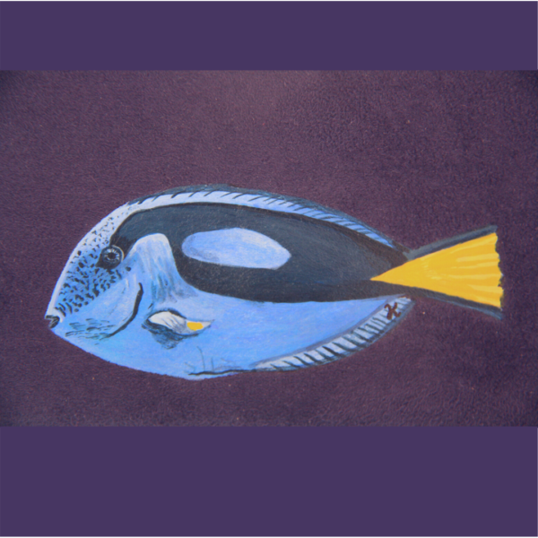 Trousse à crayons peint main suédine marine poisson Dory kitsch lorraine 3