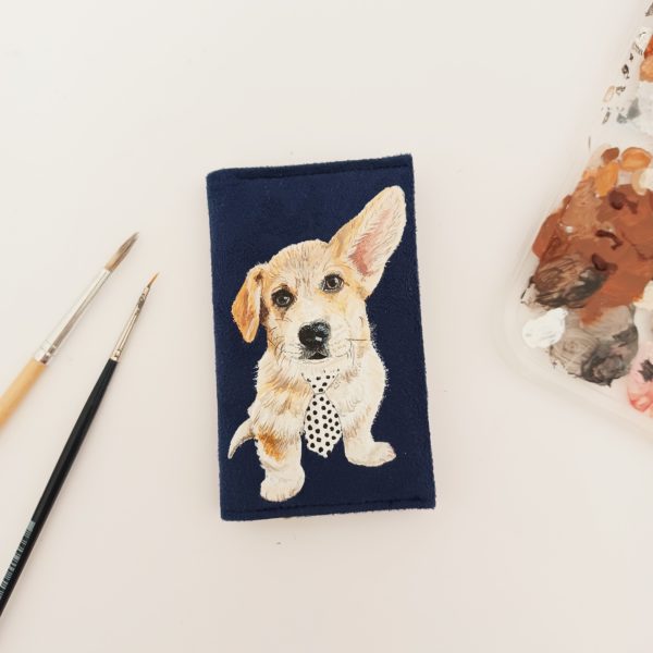 Etui cartes peint main Snoopy le corgi kitsch lorraine 4