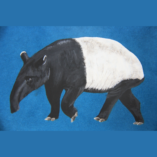 Pochette peint main suédine bleu Samir le tapir kitsch lorraine 4