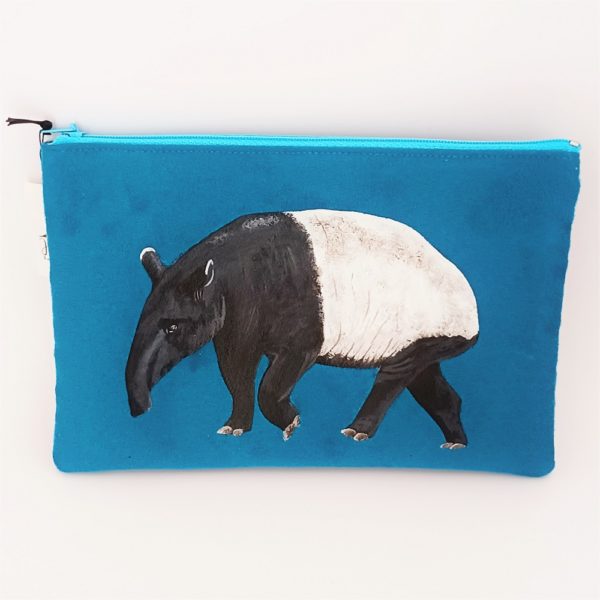 Pochette peint main suédine bleu Samir le tapir kitsch lorraine 5