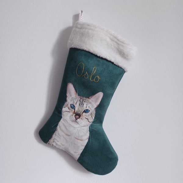 chaussette peinte portrait chat kitsch lorraine