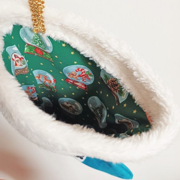 Chaussette de Noël suédine personnalisée portrait animal peint main kitsch lorraine 2